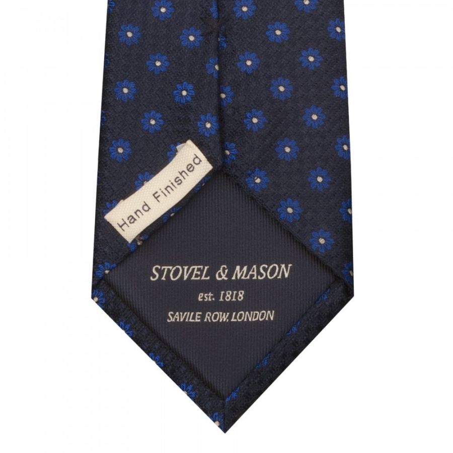 Navy with Royal Blue Mini Flower Classic Men's Tie