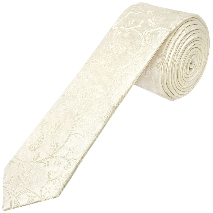 Ivory Floral Skinny Boys Tie