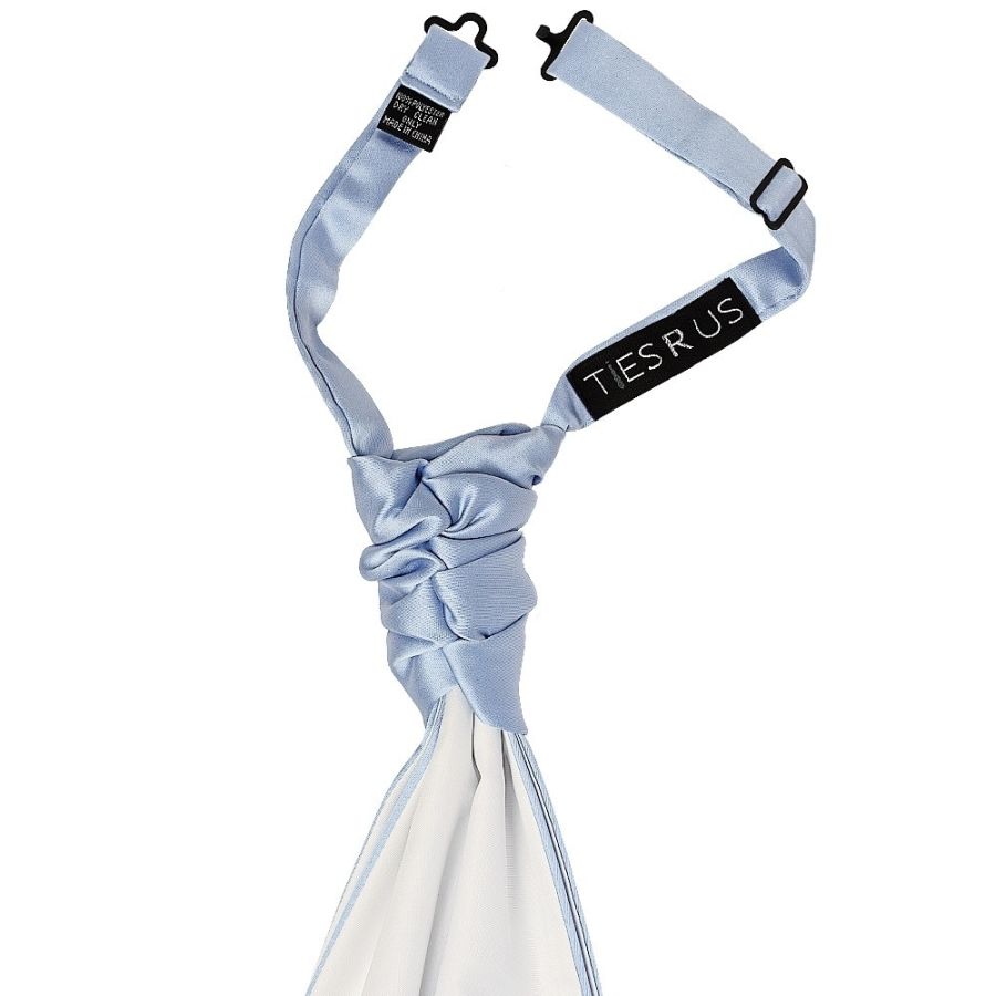 Plain Dusty Blue Satin Men's Cravat and Pocket Square Set