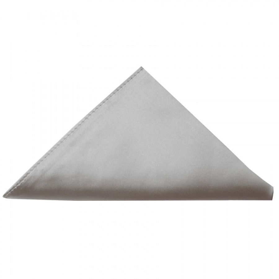 Plain Silver Satin Classic Men's Tie and Pocket Square Set