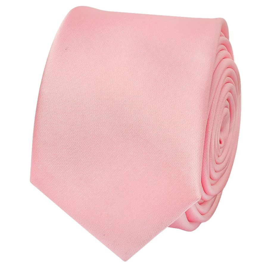 Plain Pink Satin Boys Tie and Pocket Square Set