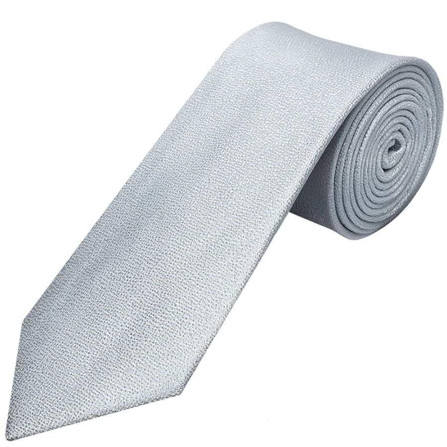 Plain Light Blue Textured Silk Classic Men's Tie