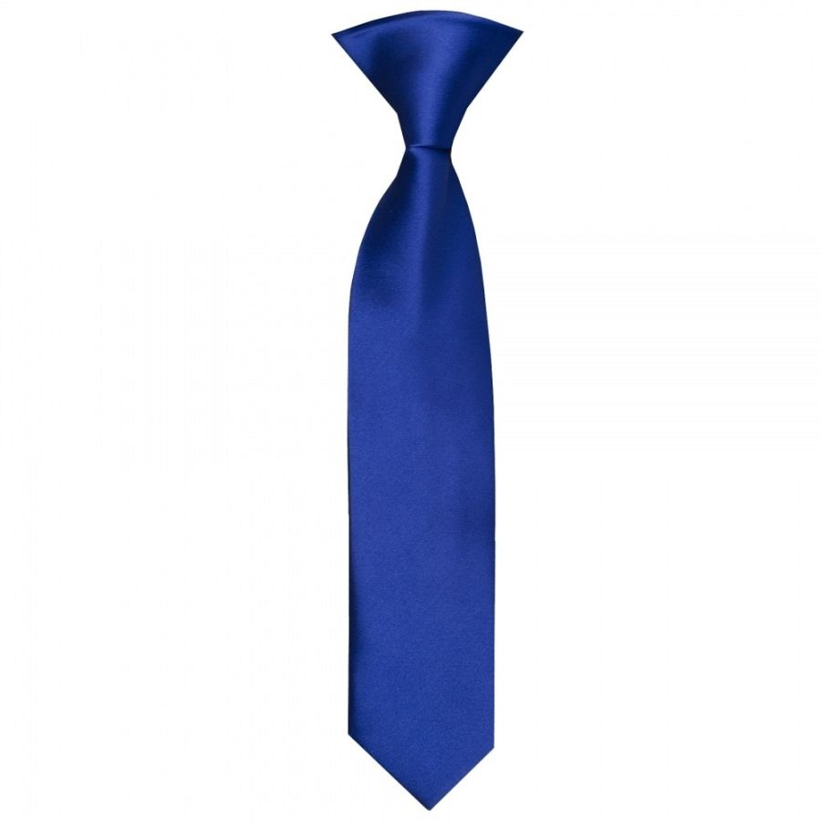 Pre Tied Royal Blue Satin Boys Tie and Pocket Square Age 4-7