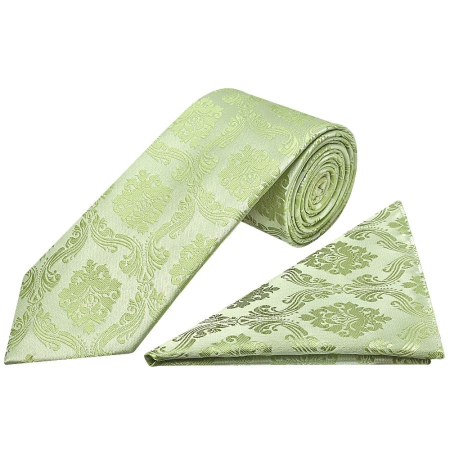 Sage Green Paisley Classic Men's Tie and Pocket Square Set