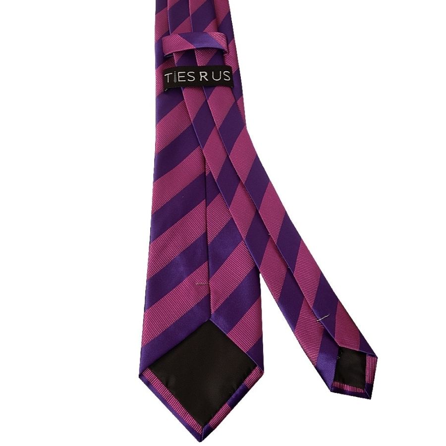Purple and Pink Striped Classic Men's Tie and Pocket Square Set