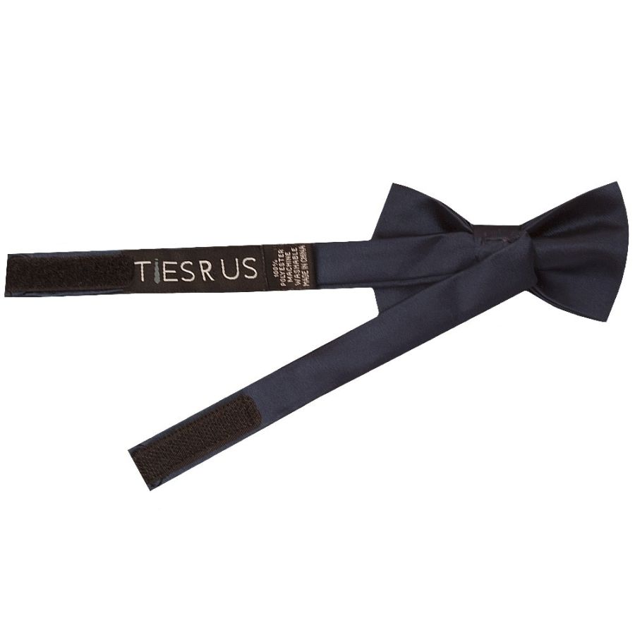 Pre Tied Navy Satin Boys Bow Tie and Pocket Square Set Age 4-7