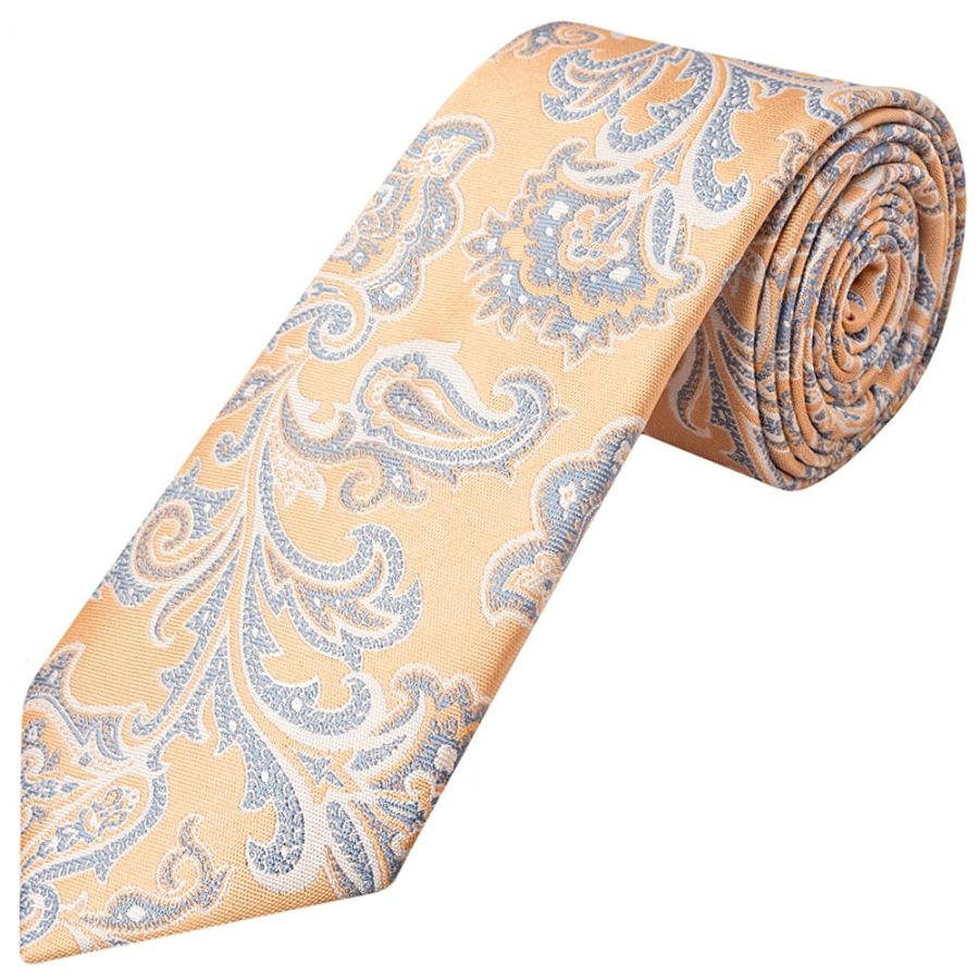 Peach and Blue Paisley Classic Men's Tie