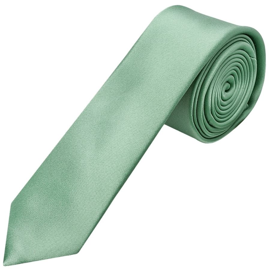 Plain Seagrass Boys Satin Skinny Tie and Pocket Square Set