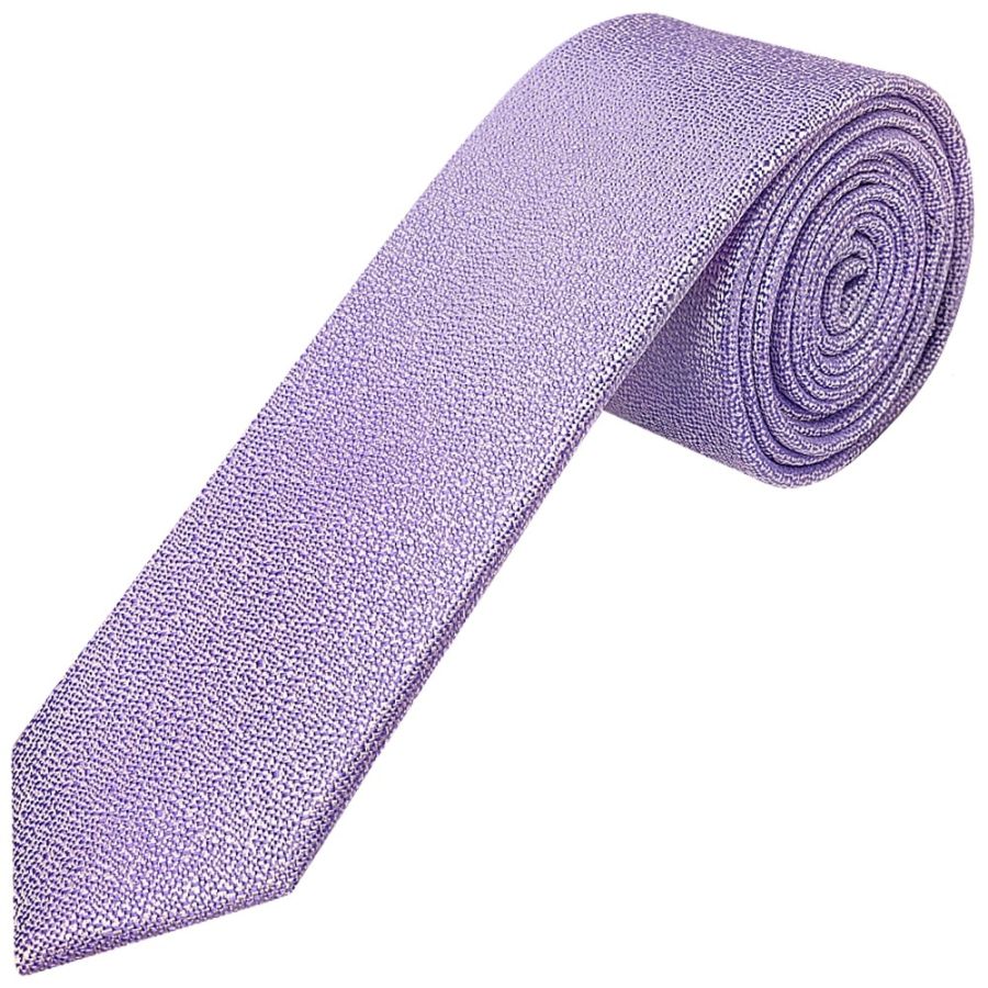 Plain Purple Textured Silk Skinny Men's Tie