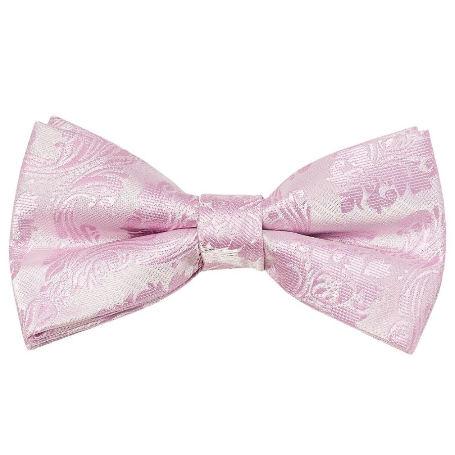Pre Tied Light Dusty Pink Paisley Boys Bow Tie and Pocket Square Set