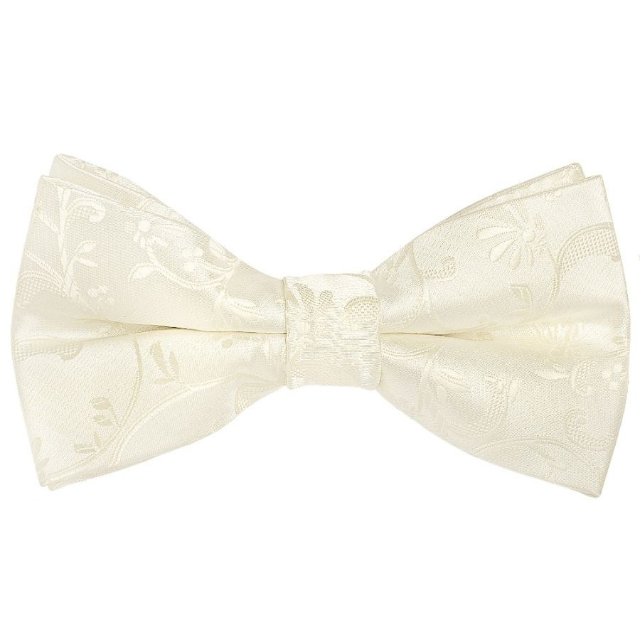 Pre Tied Ivory Floral Boys Bow Tie Age 4-7