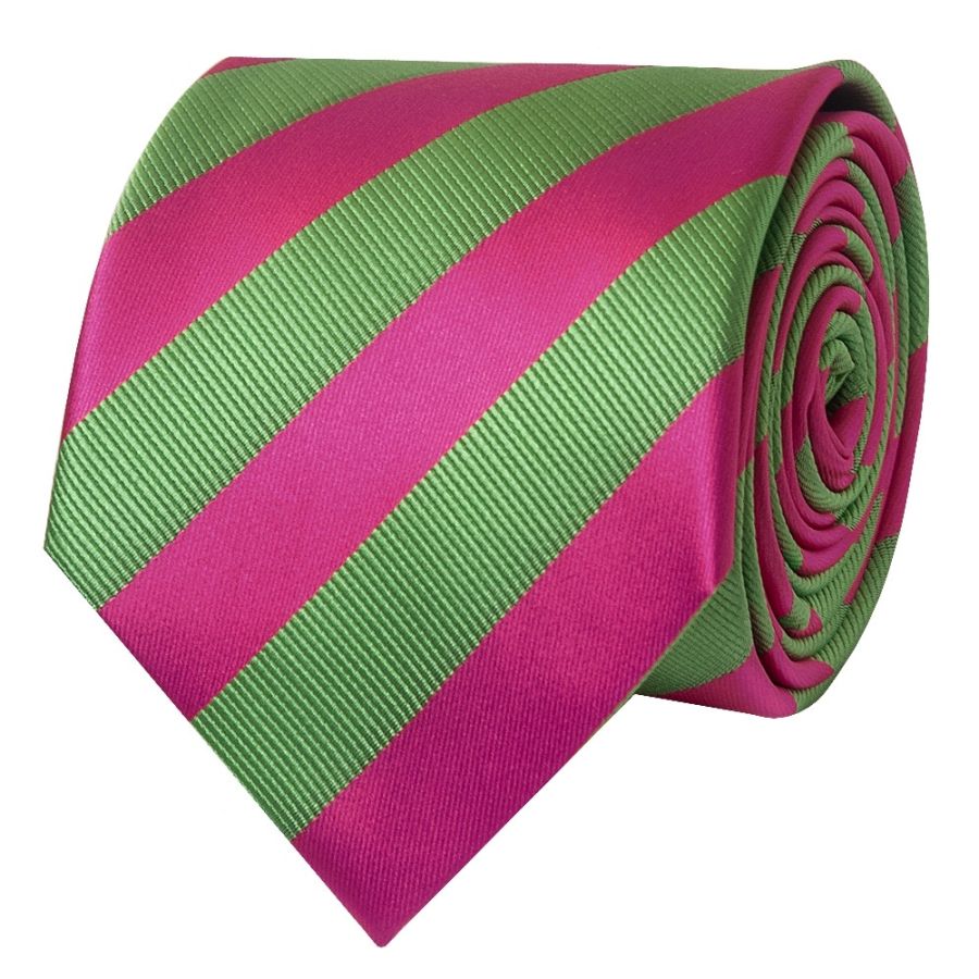 Pink and Lime Striped Classic Men's Tie
