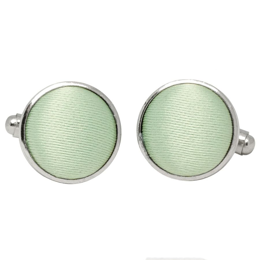 Plain Pale Mint Satin Cufflinks
