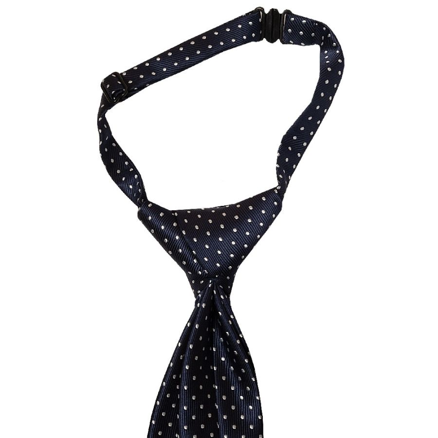 Pre Tied Navy Polka Dot Boys Tie Age 4-7