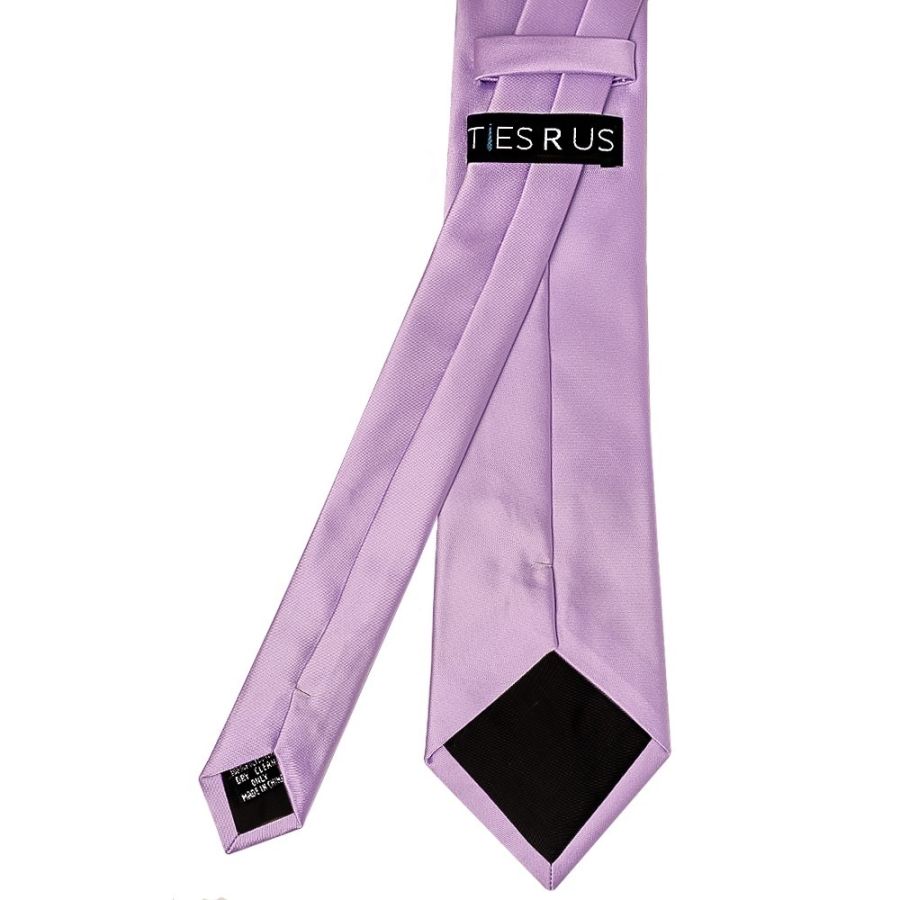 Plain Lilac Satin Classic Men's Tie and Pocket Square Set