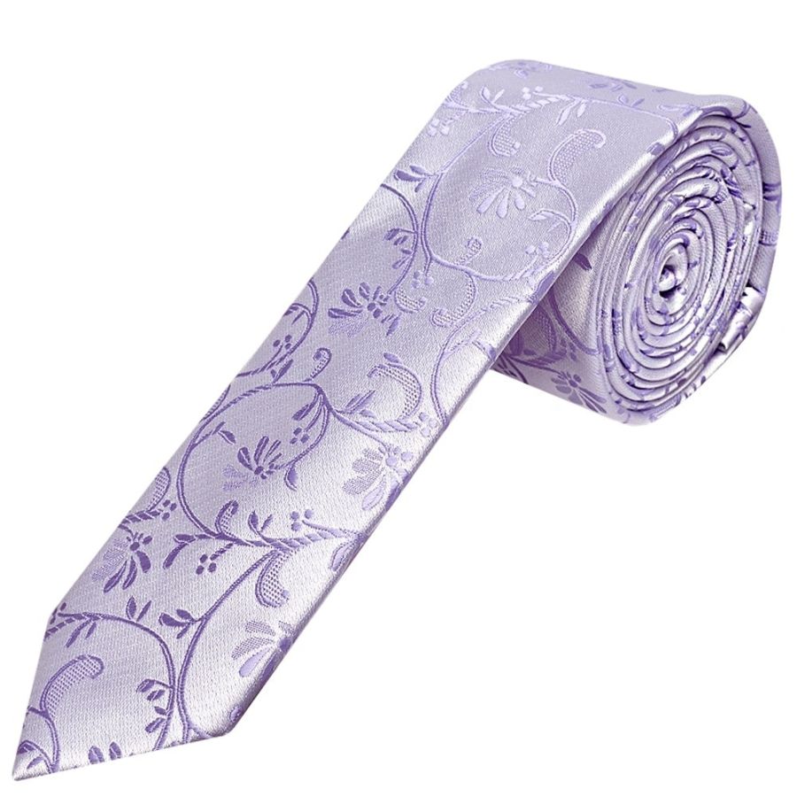 Lavender Floral Skinny Boys Tie