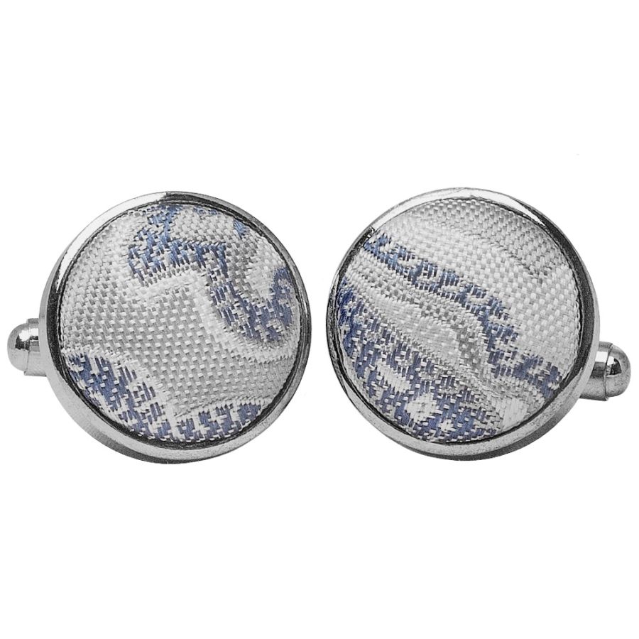 Silver and Blue Paisley Cufflinks