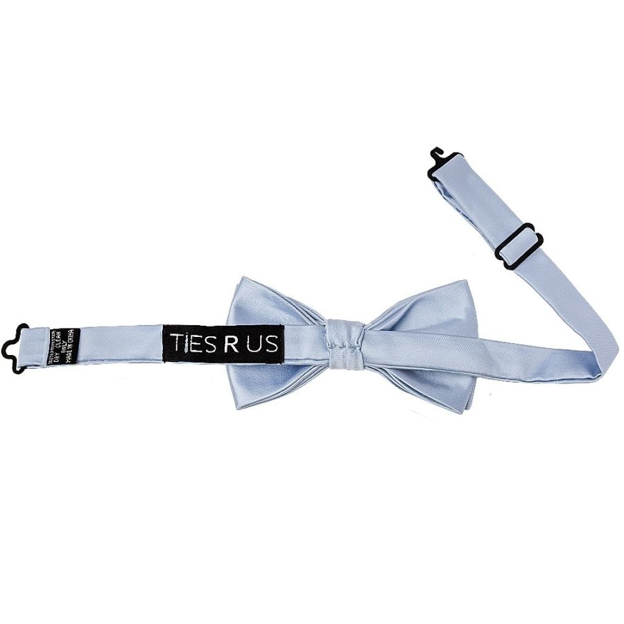 Pre Tied Dusty Blue Boys Bow Tie and Pocket Square Age 4-7