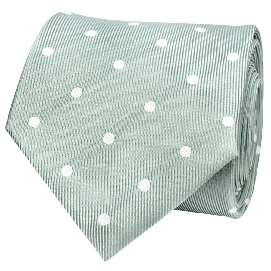 Light Green Large White Spot Classic Men's Tie