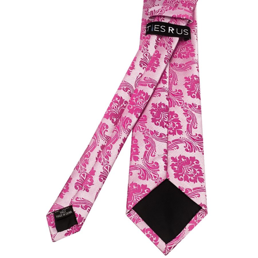 Fuchsia Paisley Classic Men's Tie and Pocket Square Set
