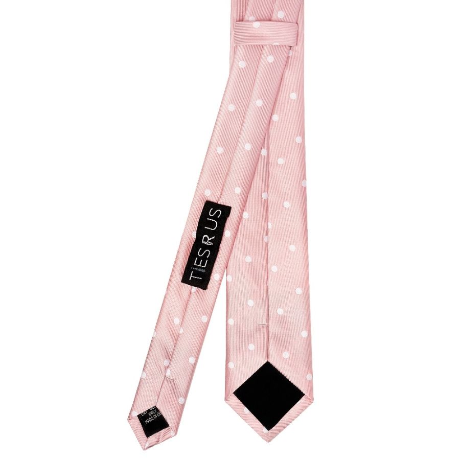 Pink Large White Spot Skinny Men's Tie