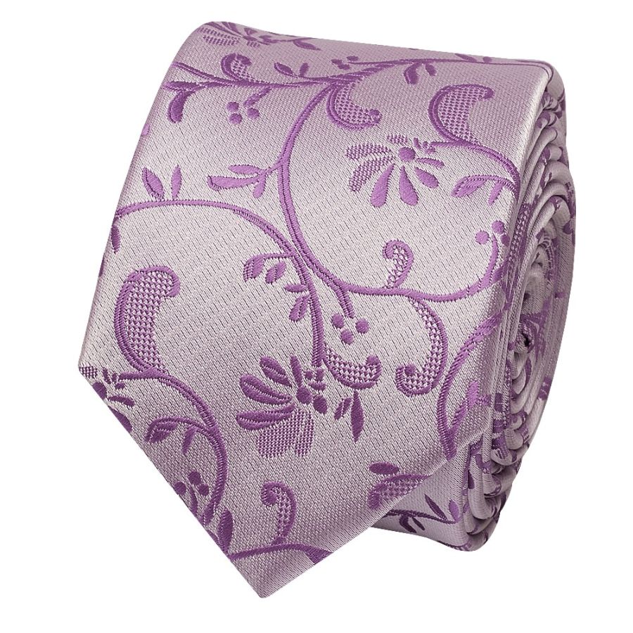 Lavender Floral Skinny Boys Tie
