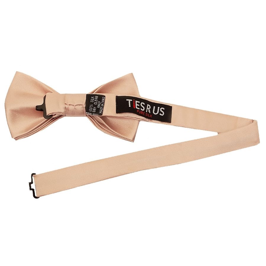 Plain Light Peach Satin Silk Mens Bow Tie
