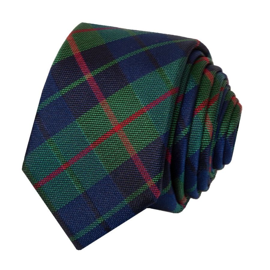 Green and Blue Tartan Silk Skinny Boys Tie