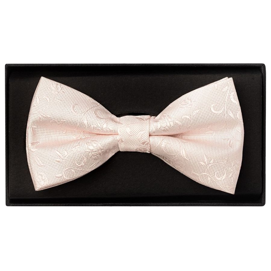 Blush Textured Floral Mens Bow Tie