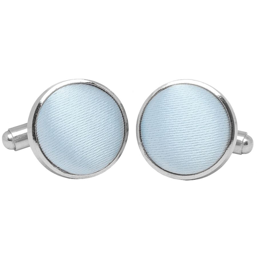 Plain Misty Blue Satin Cufflinks