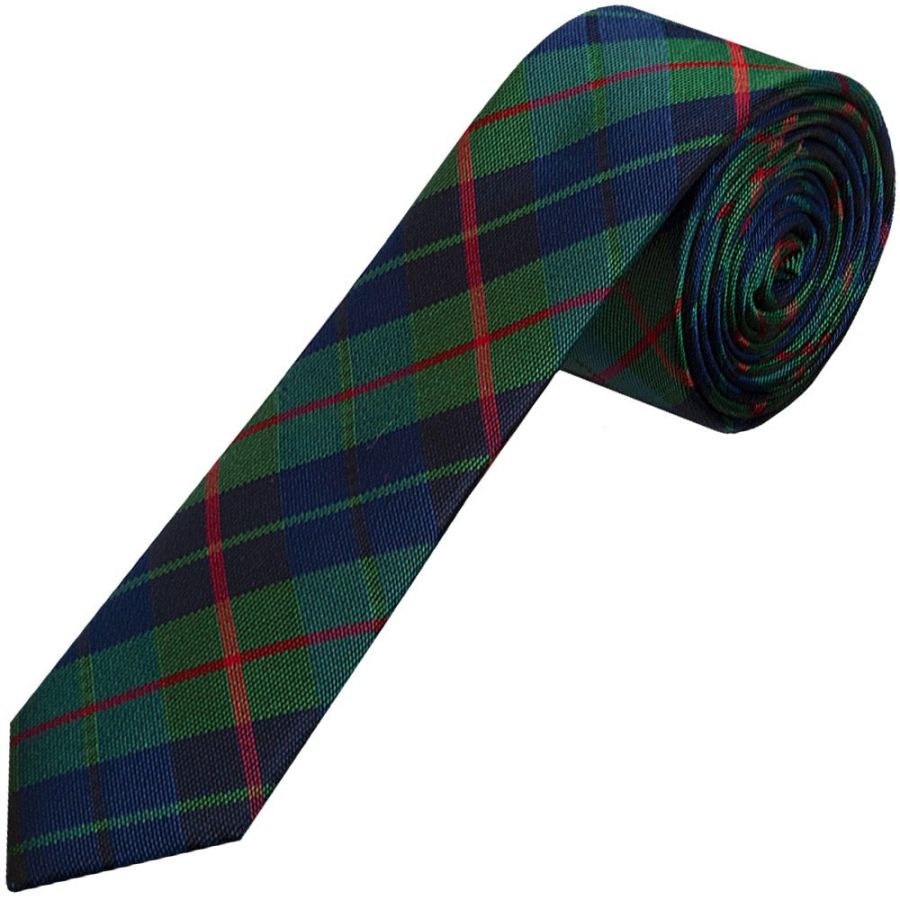 Green and Blue Tartan Silk Skinny Boys Tie