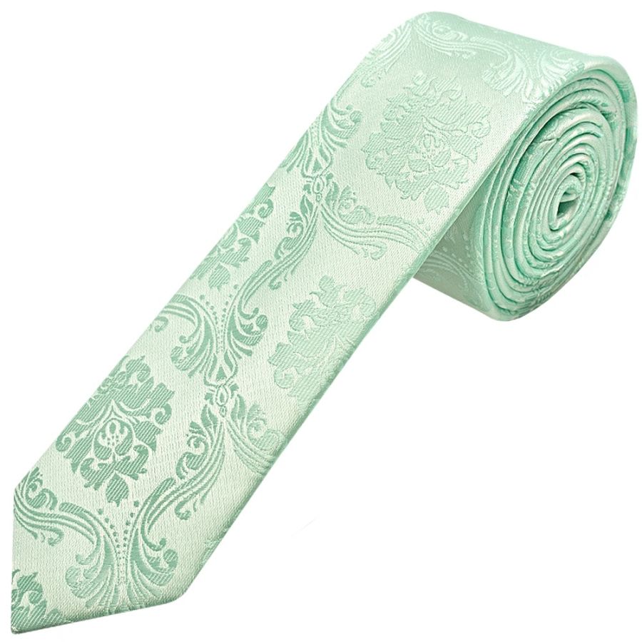 Mint Green Paisley Skinny Boys Tie