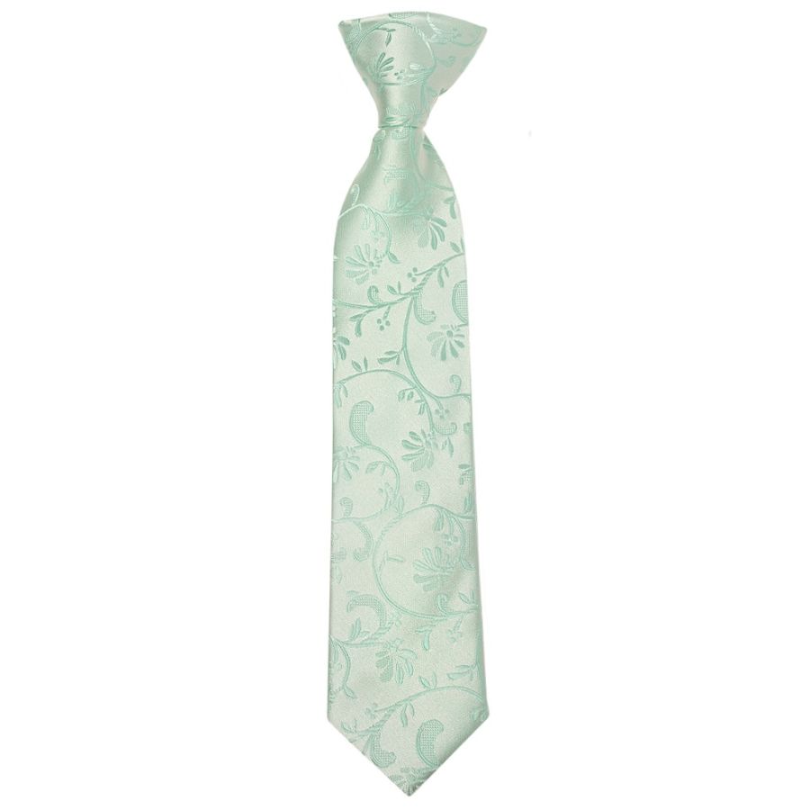 Pre Tied Mint Green Floral Boys Tie Age 4-7