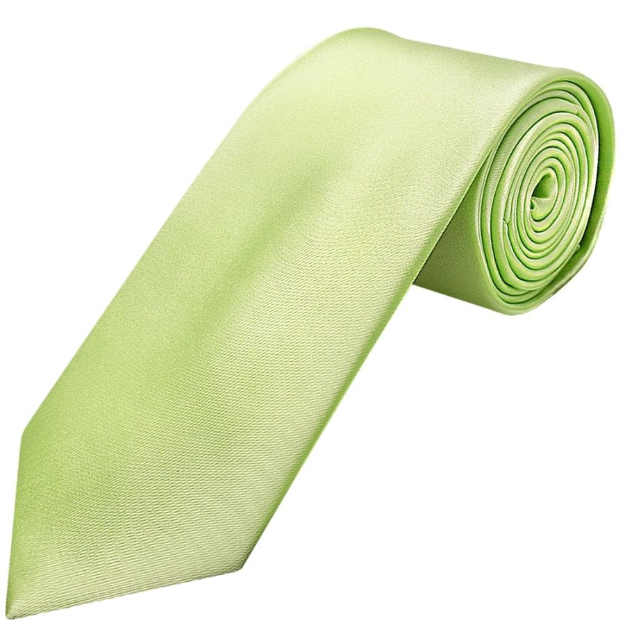 Plain Avocado Satin Classic Men's Tie and Pocket Square Set