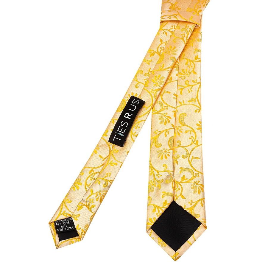 Bright Yellow Floral Skinny Boys Tie