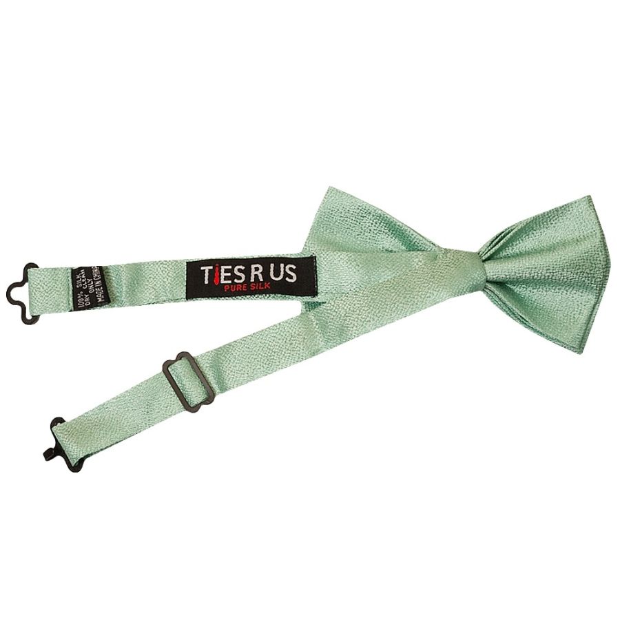 Pre Tied Green Textured Silk Boys Bow Tie Age 4-7