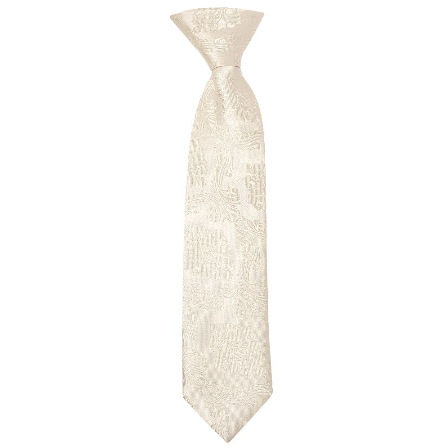 Pre Tied Ivory Paisley Boys Tie Age 4-7