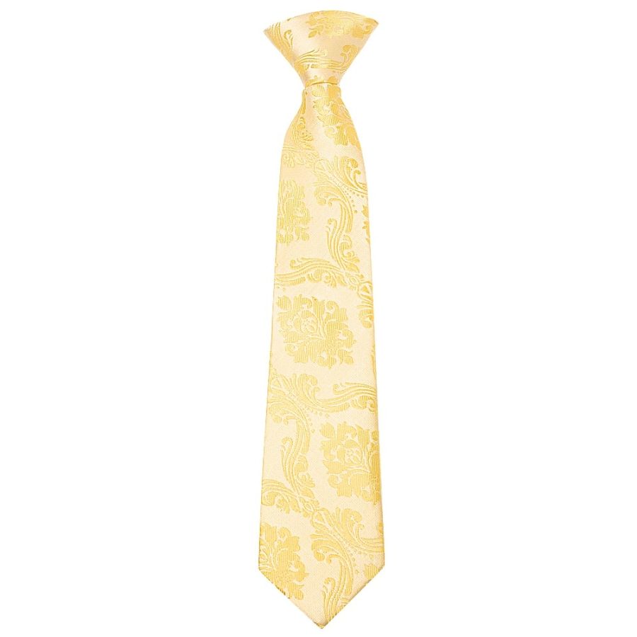 Pre Tied Gold Paisley Boys Tie Age 4-7