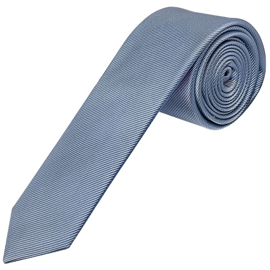 Dusty Blue Silk Twill Skinny Men's Tie and Pocket Square Set