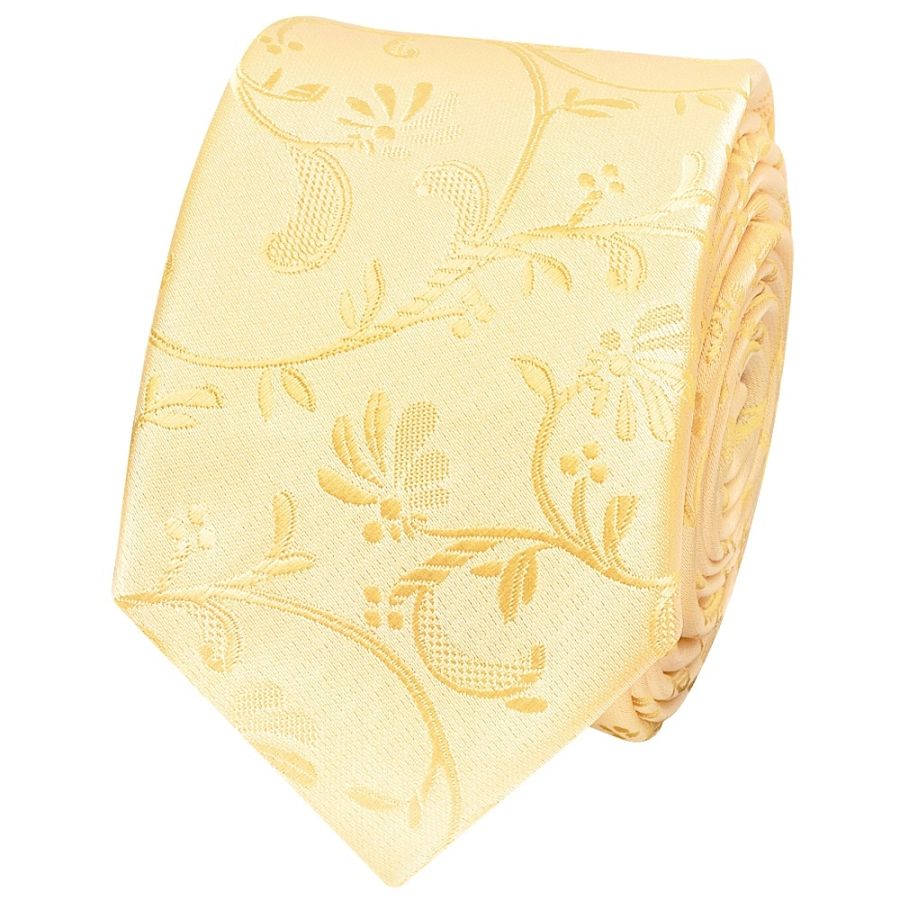 Gold Floral Skinny Men's Tie