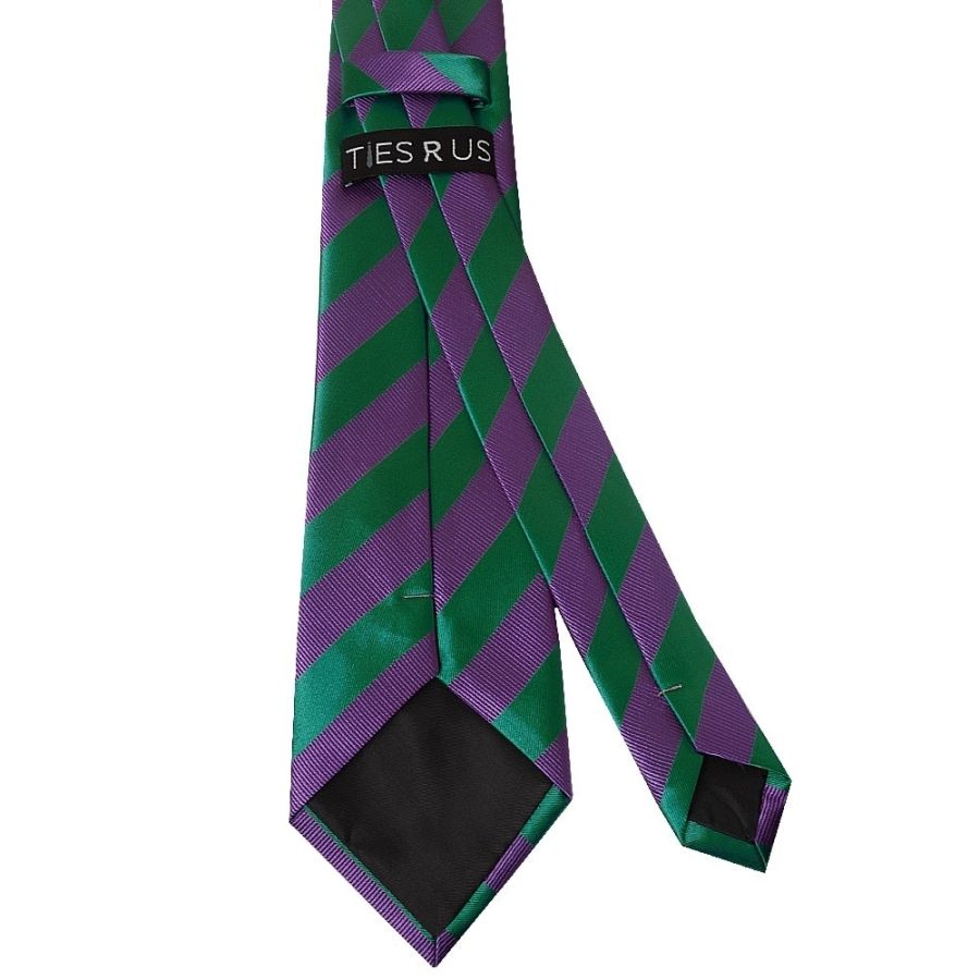 Green and Purple Striped Classic Men's Tie and Pocket Square Set