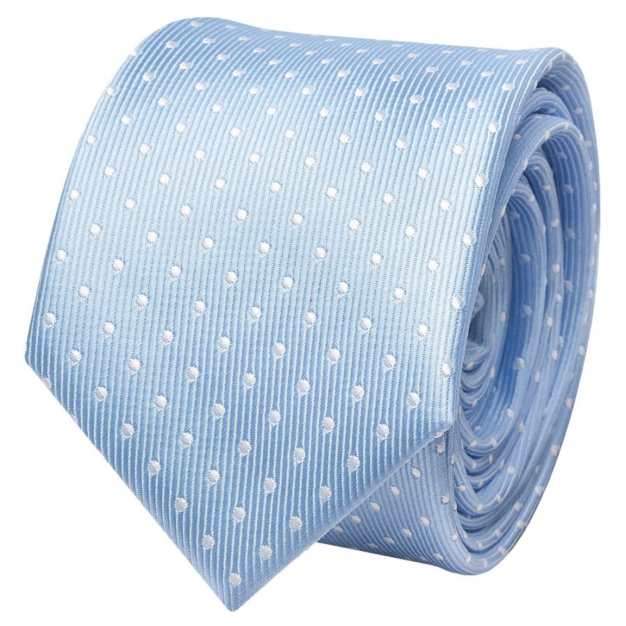 Light Blue and White Polka Dot Skinny Boys Tie