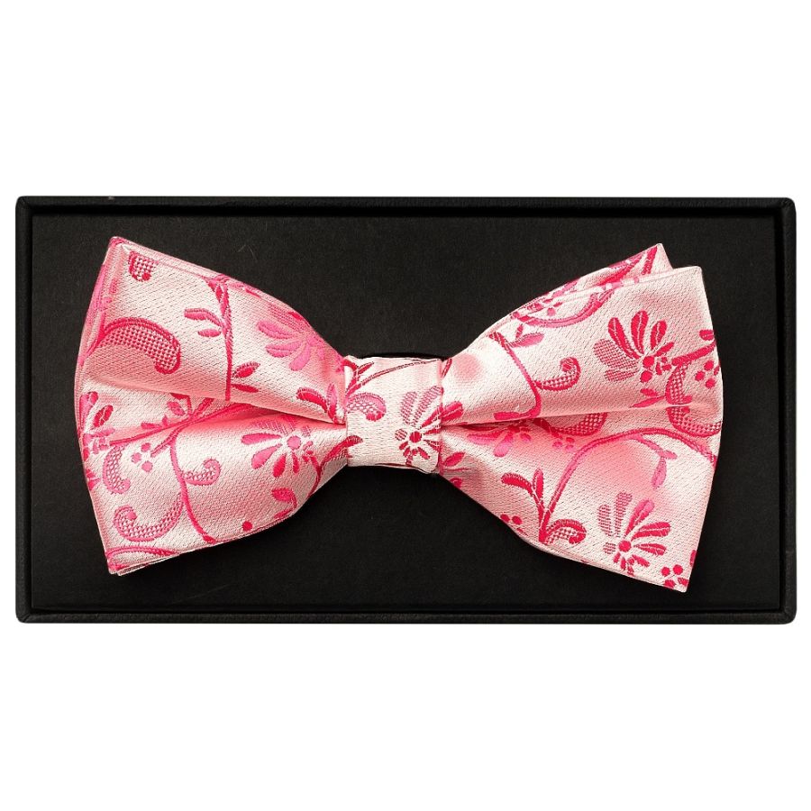Light Coral Floral Handmade Mens Bow Tie