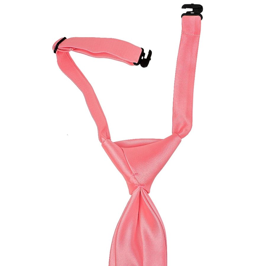 Pre Tied Light Coral Pink Satin Boys Tie Age 4-7