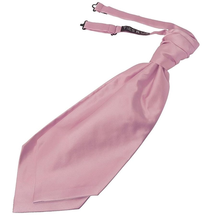 Plain Light Dusty Pink Satin Men's Cravat Tie and Pocket Square Set