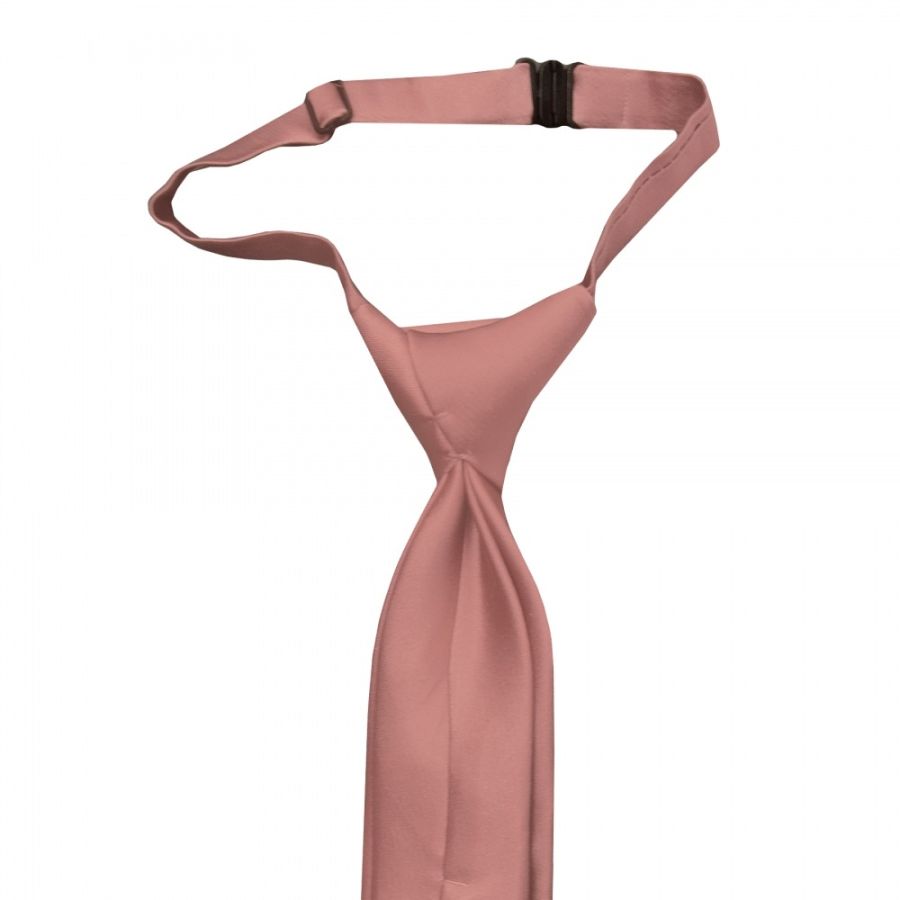 Pre Tied Rose Gold Satin Silk Boys Tie Age 4-7