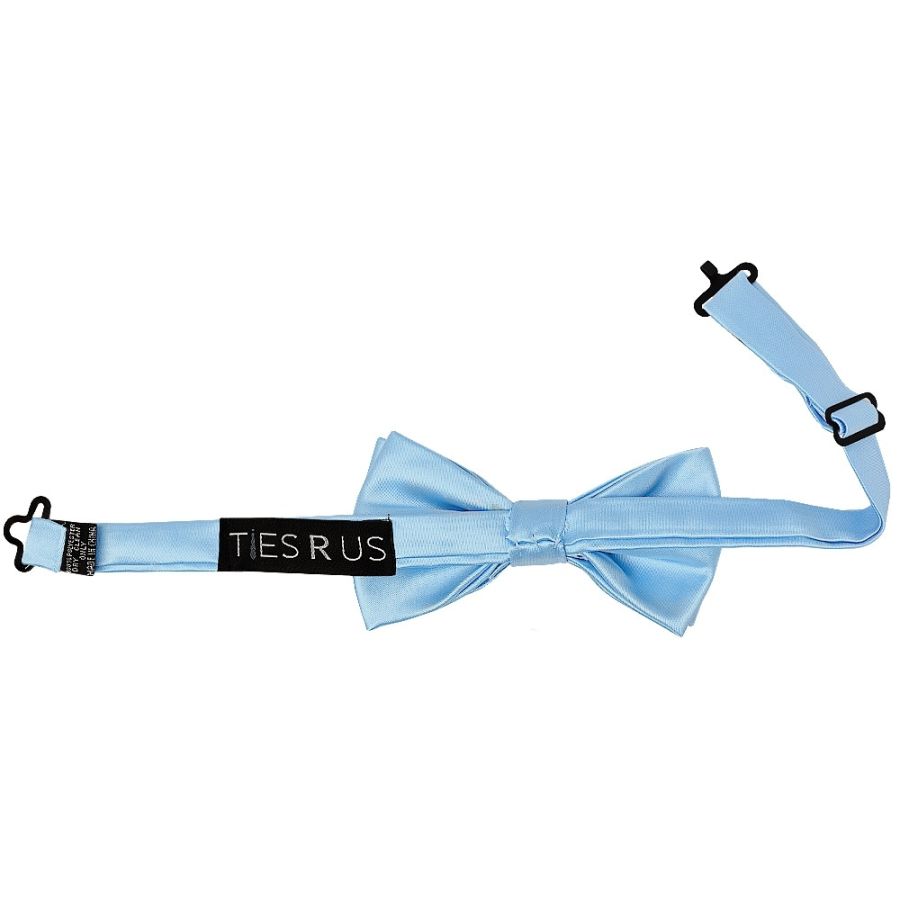 Pre Tied Sky Blue Satin Boys Bow Tie Age 4-7