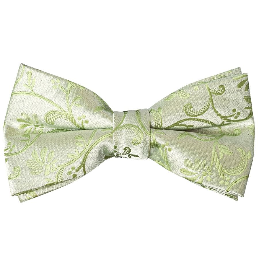 Pre Tied Sage Green Floral Boys Bow Tie Age 8-11