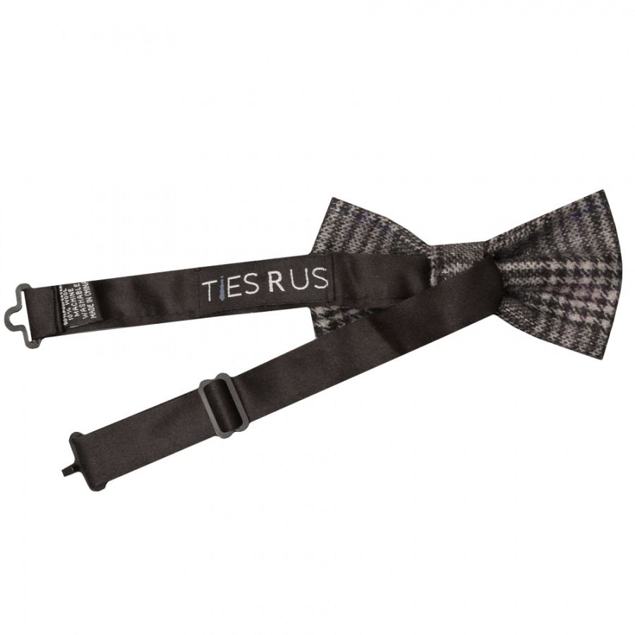 Pre Tied Light Grey Check Tweed Boys Bow Tie Age 4-7