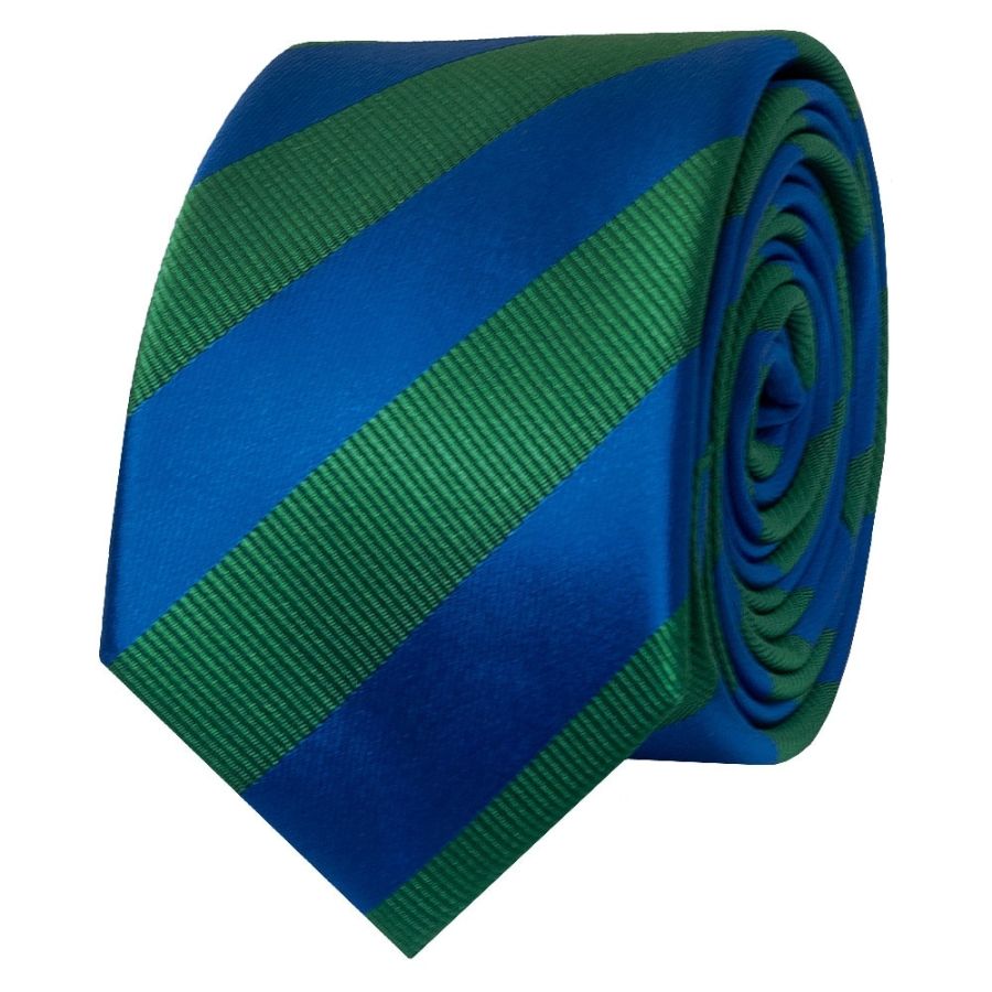 Blue and Green Striped Skinny Men's Tie